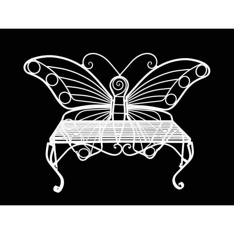 Modern Outdoor Butterfly Garden Bench in White Metal Finish | Shop Simon