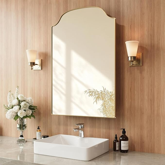 24x35 Modern Bathroom Medicine Cabinet Mirror with Storage Gold | Amazon (US)