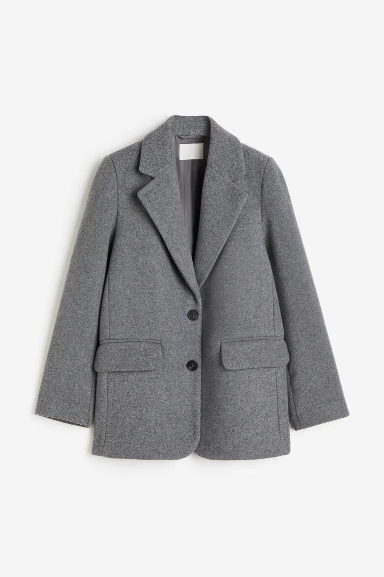 Single-breasted jacket - Dark grey - Ladies | H&M GB | H&M (UK, MY, IN, SG, PH, TW, HK)