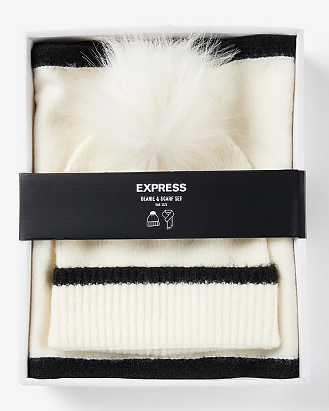Tipped Pom Beanie & Scarf Set | Express