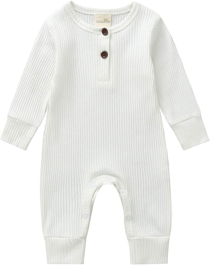 Kuriozud Newborn Infant Unisex Baby Boy Girl Button Solid Romper Bodysuit One Piece Jumpsuit Outf... | Amazon (US)