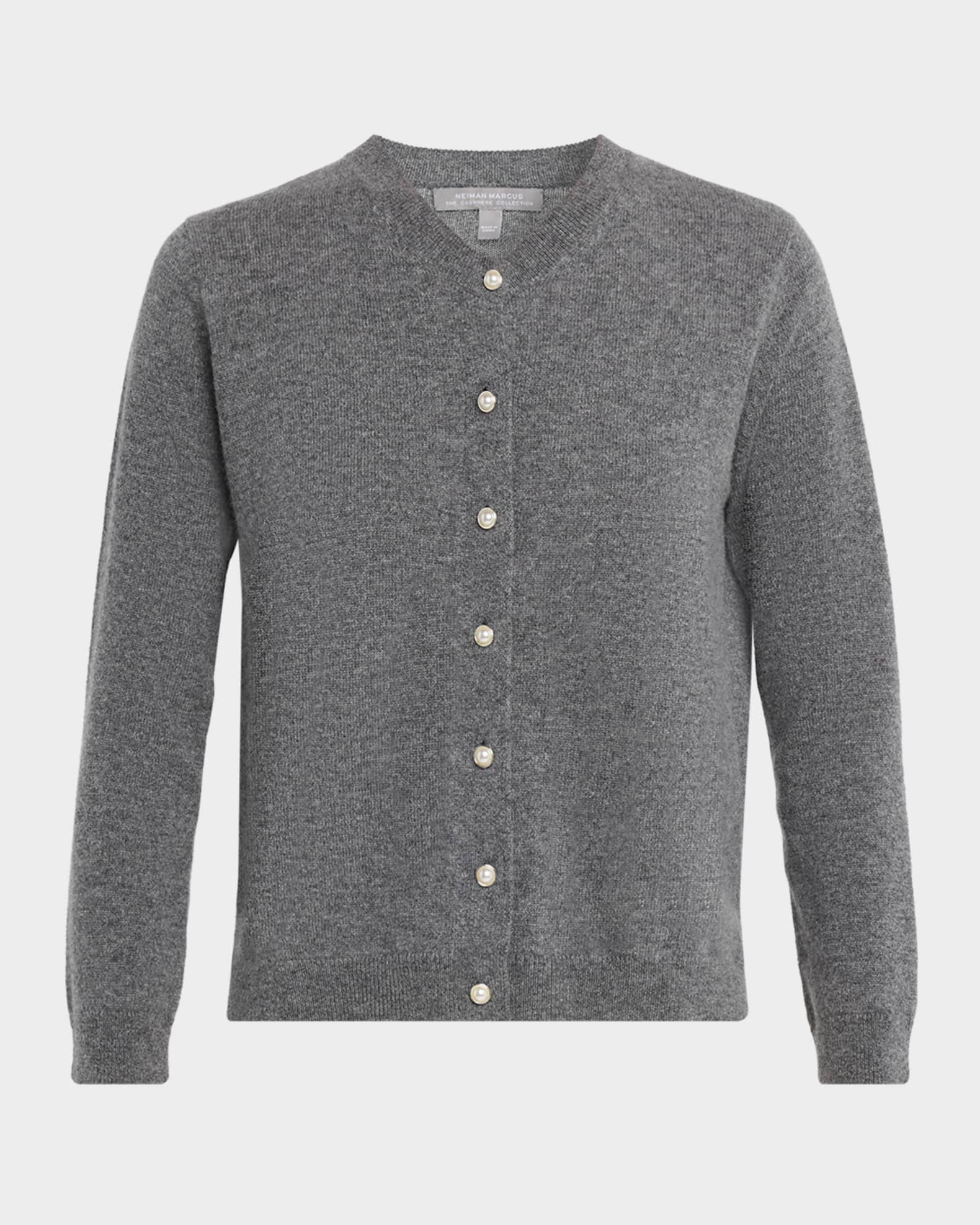 Neiman Marcus Cashmere Collection Cashmere Pearlescent Button Cardigan | Neiman Marcus