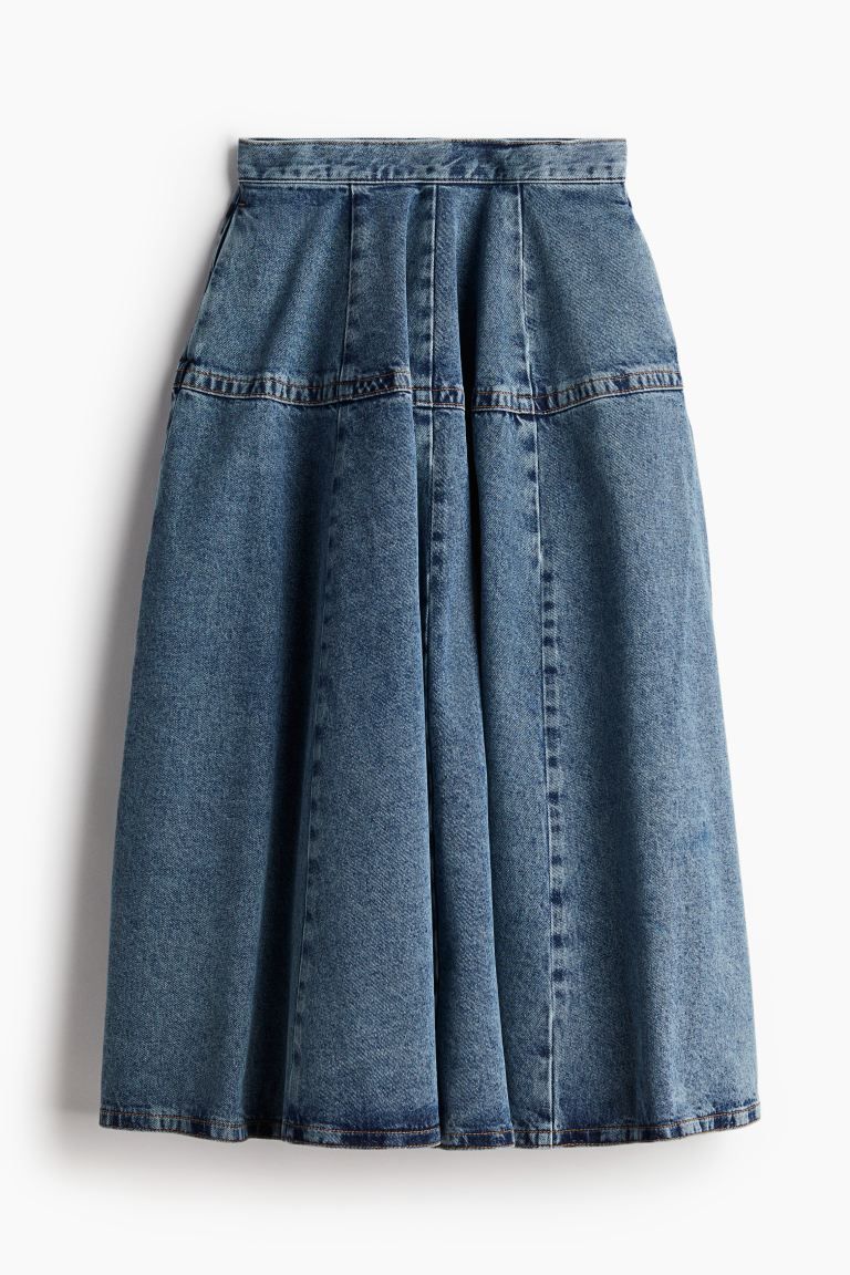 Denim Circle Skirt - High waist - Midi - Denim blue - Ladies | H&M US | H&M (US + CA)