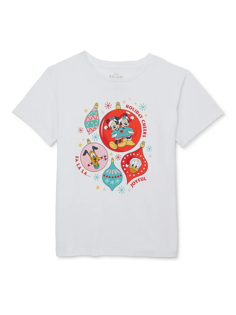 Disney Girls Holiday Cheers Christmas Graphic T-Shirt, Size XS-XL | Walmart (US)