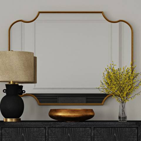 Lyenda Gold Leaf 36" x 48" Curves Rectangular Wall Mirror - #2190C | Lamps Plus | Lamps Plus