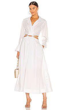 SIMKHAI Alex Pleated Cut Out Dress in White from Revolve.com | Revolve Clothing (Global)