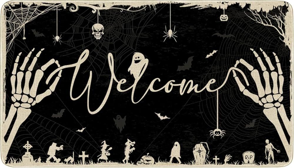 Funny Halloween Skull Outdoor Welcome Mat, Halloween Spooky Door Mat, Halloween Doormat, Hallowee... | Amazon (US)