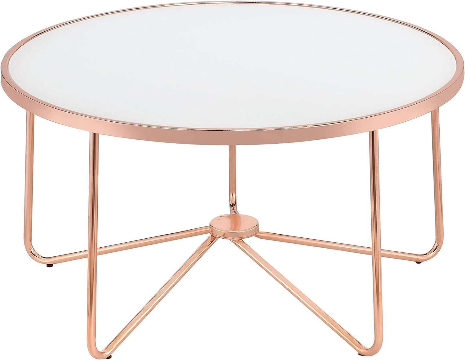 ACME Alivia Coffee Table - - Rose Gold & Frosted Glass | Amazon (US)
