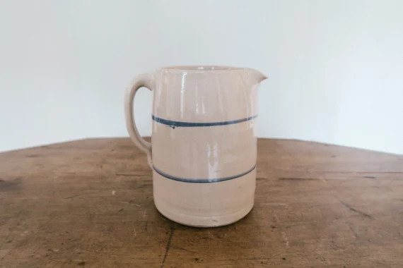 Vintage Blue Striped Pottery Stoneware Crock Pitcher | Etsy | Etsy (US)
