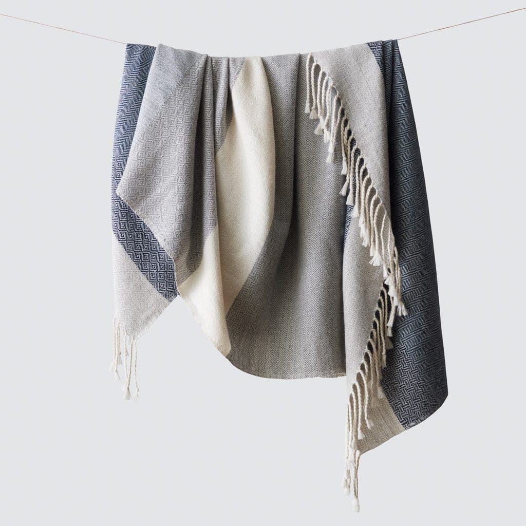 Alpaca Wool Blanket | Blue & Grey Stripes   – The Citizenry | The Citizenry