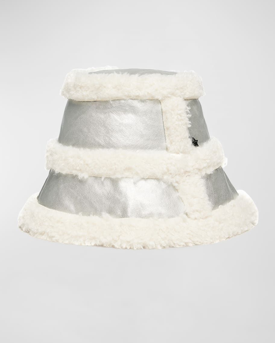 Metallic Faux Shearling Bucket Hat | Neiman Marcus