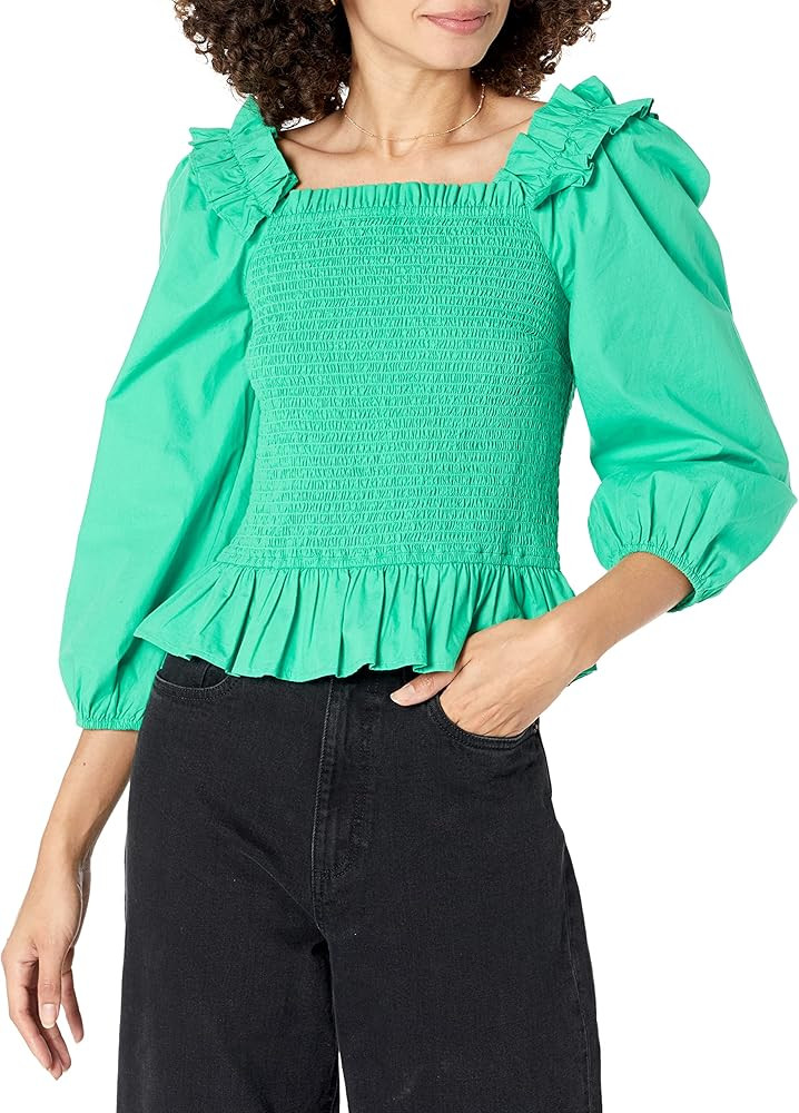 The Drop Women's Marisol Long-Sleeve Ruffle Smocked Top | Amazon (US)