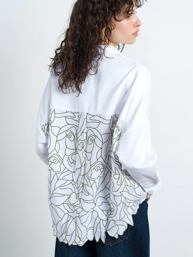 Lotta Alexis Floral Cutwork Back Popover Shirt | French Connection (UK)
