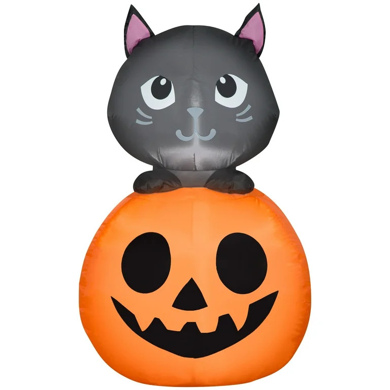 Airblown Inflatables Cat in Jack o' Lantern, Small - Walmart.com | Walmart (US)