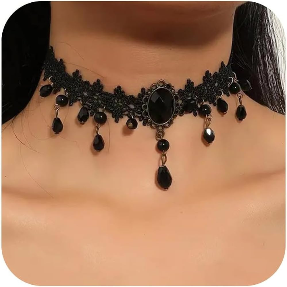 Fesciory Black Necklaces for Women, Adjustable Layered Velvet Leather Lace Collar Necklace, Goth ... | Amazon (US)