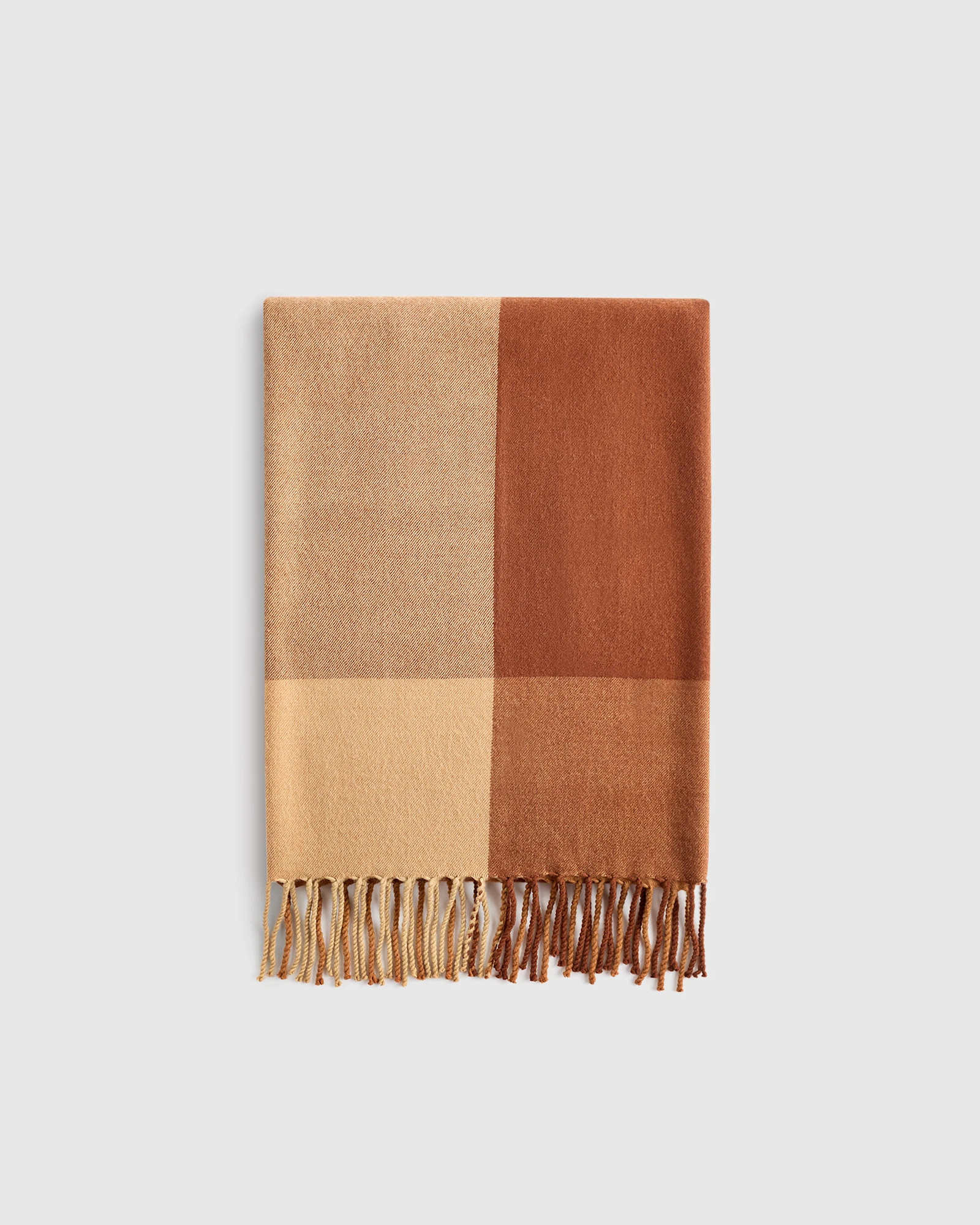 Quince | Lambswool Throw Blanket in Brown/Amber Plaid, Size 50x70 | Quince