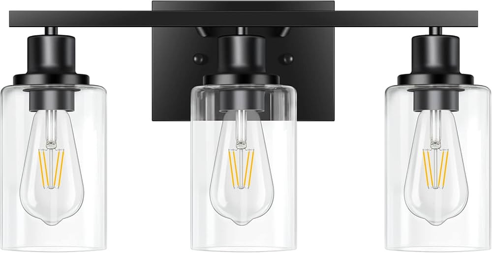 Apenath 3-Light Vanity Light, Matte Black Bathroom Lighting Fixtures Over Mirror, Modern Metal Wa... | Amazon (US)