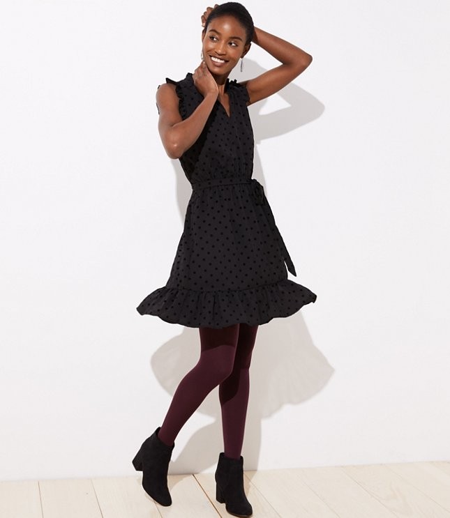 Dotted Ruffle Sleeve Dress | LOFT | LOFT