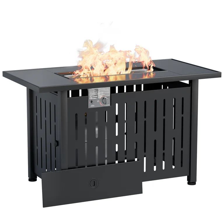 Homall Patio 43 inch Propane Gas Fire Table 50000 BTU Outdoor Wicker Fire Tables with Glass Beads | Walmart (US)