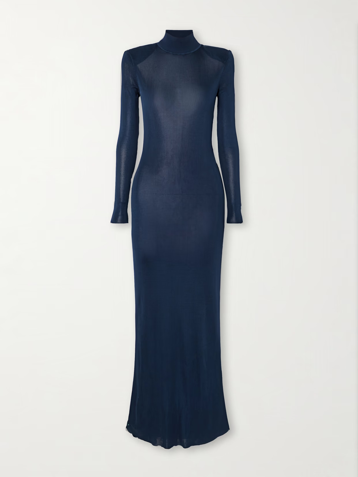 Self-Portrait - Ribbed-knit Maxi Dress - Blue | NET-A-PORTER (US)