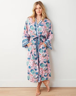 Eco Silky Robe in Champagne & Caviar | Women's S/M | Pink | | Sleepwear | Printfresh