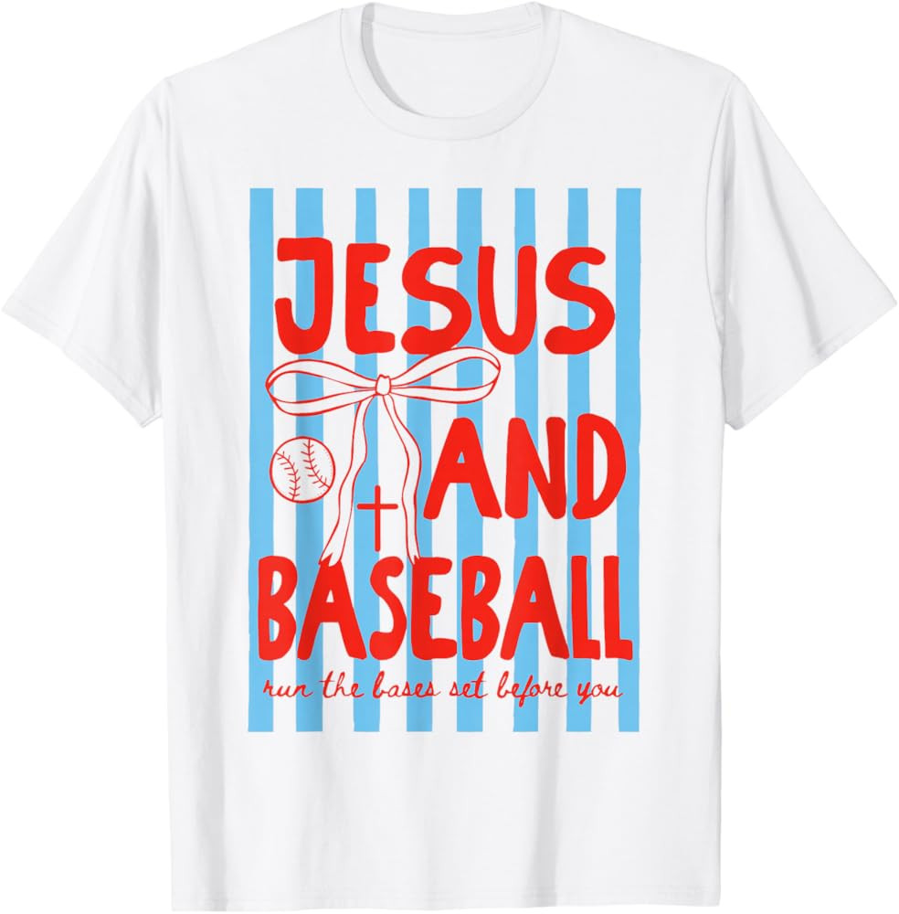 Jesus and Baseball Coquette Christian Baseball Mama Faith T-Shirt | Amazon (US)