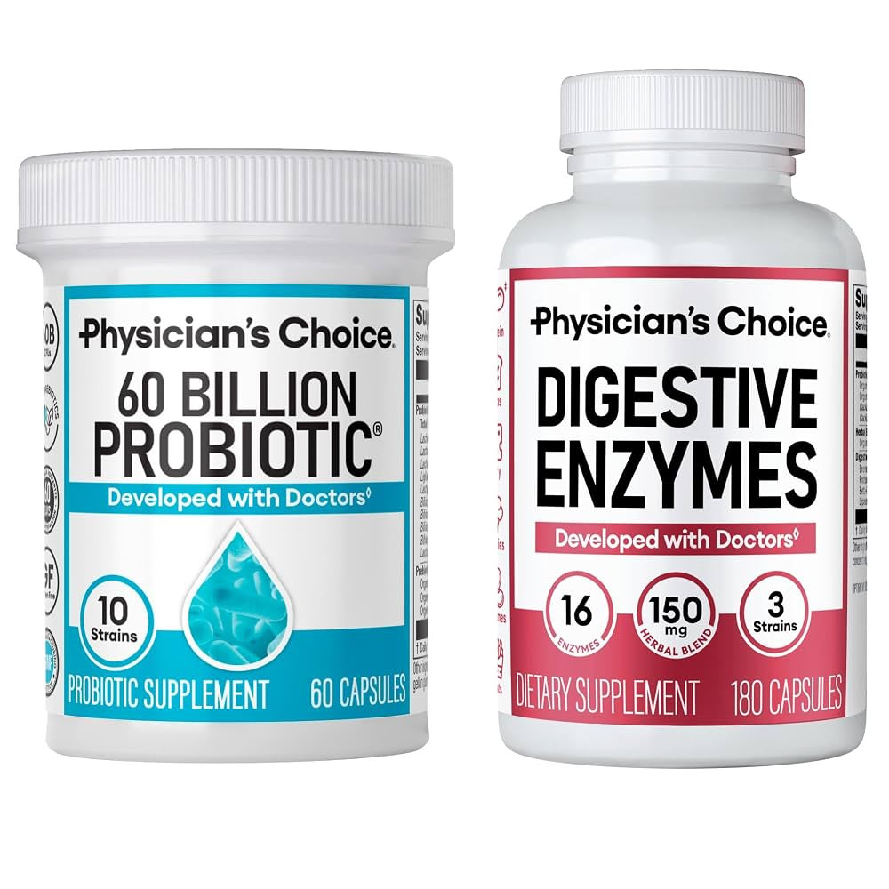 Physician's CHOICE Advanced Gut Health Bundle: 60 Billion Probiotics 60ct + Digestive Enzymes 180... | Amazon (US)