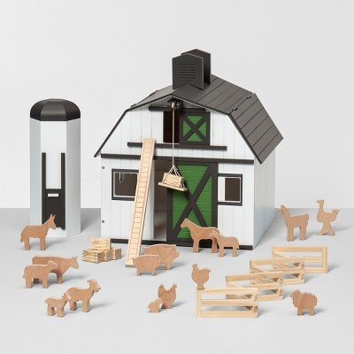 Toy Barn with Animal Figurines - Hearth & Hand™ with Magnolia: Wooden Farm Playset, Classic Style, Gender Neutral | Target