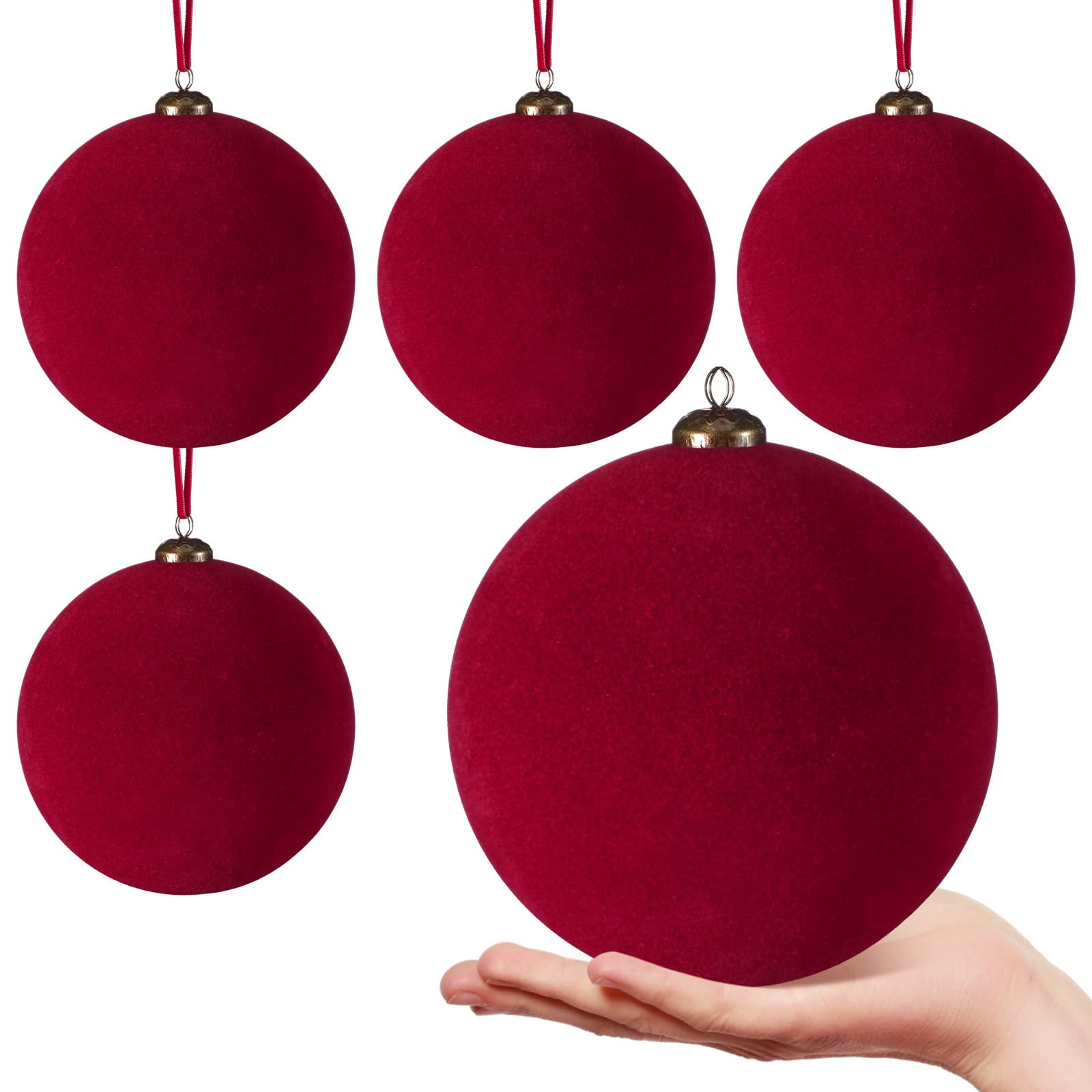 4 Pcs Large Velvet Christmas Balls 6 Inch Christmas Tree Decorations Xmas Ornaments Balls for Fam... | Amazon (US)