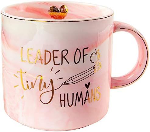 Vilight Teacher Appreciation Gifts for Women - Leader Of Tiny Humans Teacher Mug - Pink Marble Coffe | Amazon (US)