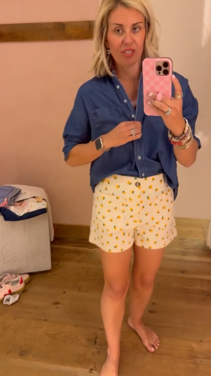 My favorite top & y’all’s too is now in denim! I literally have 4 colors now & the shirt dress….yes it’s that good! The colette shorts, with the cutest lemons, are coming home with me too!
Top - xs 
Shorts - 28 (I size up)

*Use my code CATHERINE20 for 20% off Orders of $100+ at Anthropologie

*Use my code Catherine20 on A+B
*Use my code Mixandmatchmadness on Loopy

#LTKOver40 #LTKmomlife #LTKdayinmylife