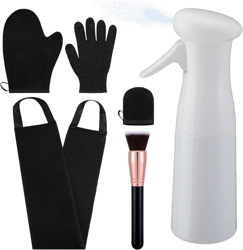 6 Pcs Self Tanning Mitt Applicator Kit Tanning Brush Fake Tan Remover Refillable Mist Spray Bottl... | Amazon (US)