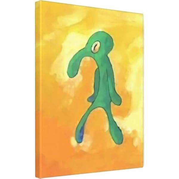 Renyqatt Bold and Brash Painting Squidward Wall Art Home Decorations Canvas for Bedroom Living Room Bathroom (Bold and Brash, 12x16 inches) | Amazon (US)