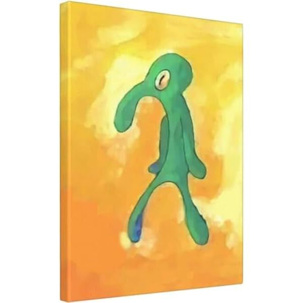 Renyqatt Bold and Brash Painting Squidward Wall Art Home Decorations Canvas for Bedroom Living Room Bathroom (Bold and Brash, 12x16 inches) | Amazon (US)