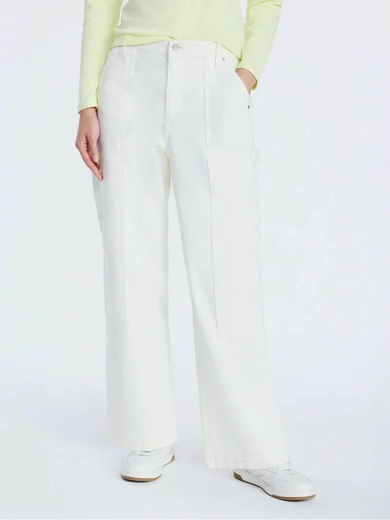 Free Assembly Women's Cropped Straight Leg Utility Jeans, 28” Inseam, Sizes XS-XXL | Walmart (US)