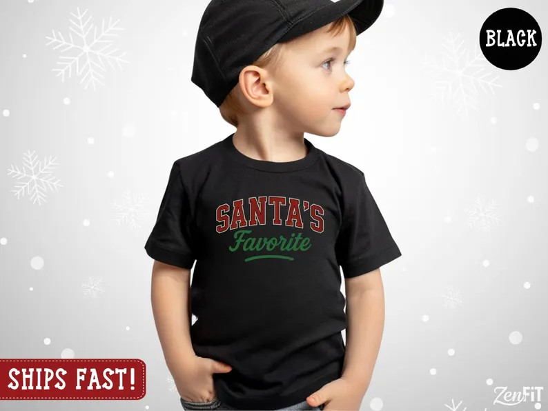 Santa's Favorite, Funny Toddler Christmas Shirt, Gift for Son or Daughter, Kids X-mas Tshirt, Fes... | Etsy (US)