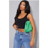 Black Scoop Neck Slinky Crop Top | PrettyLittleThing CAN