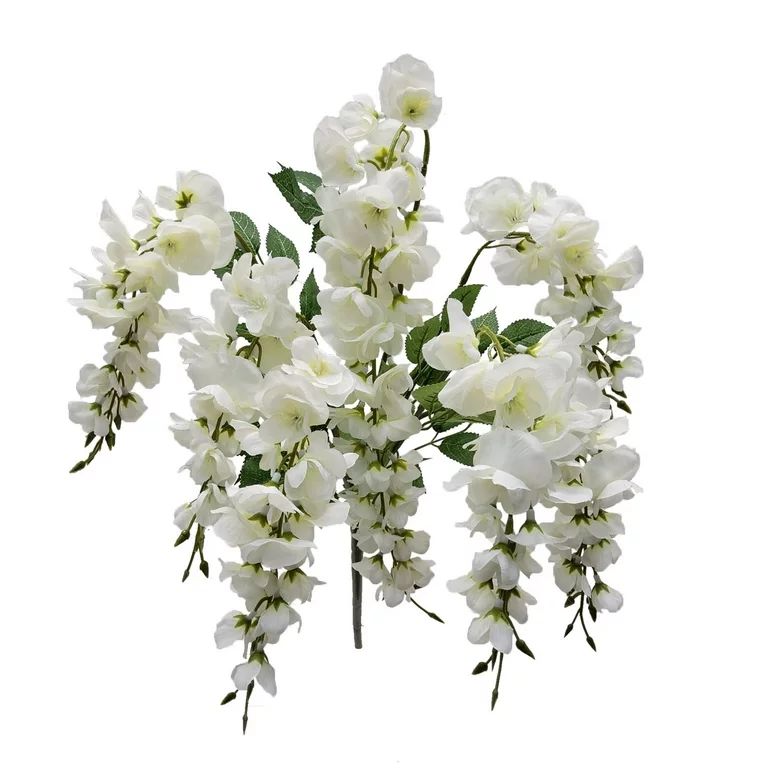 Mainstays 20 inch Artificial Flower, Wisteria Bouquet, White Color. Indoor Use. | Walmart (US)