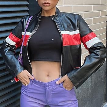 Women's Moto Racing Crop PU Leather Jacket Lettermen Varsity Jacket Retro Y2K Clothing Baseball B... | Amazon (US)