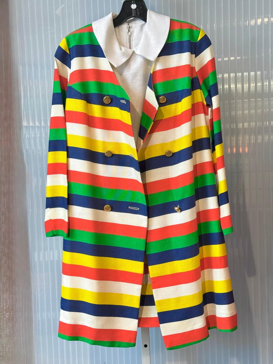 1960s Colorful Striped Shift Dress & Coat Set | Etsy (Global)