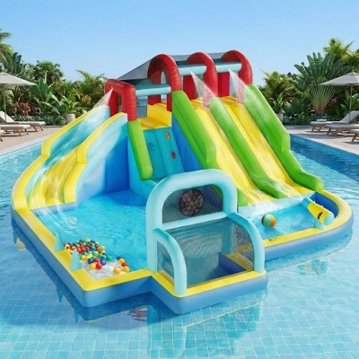 COZONY 3-Water Slide Inflatable Bounce House, Kids Bouncy Castle w/ Blower, Oxford Fabric | Target
