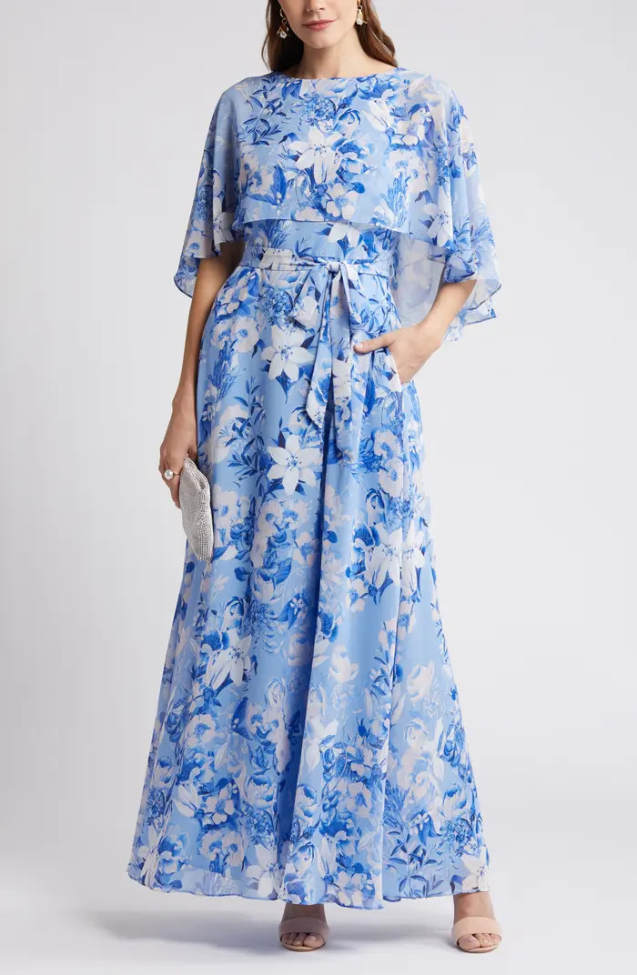 Floral Capelet Overlay Cocktail Dress | Nordstrom