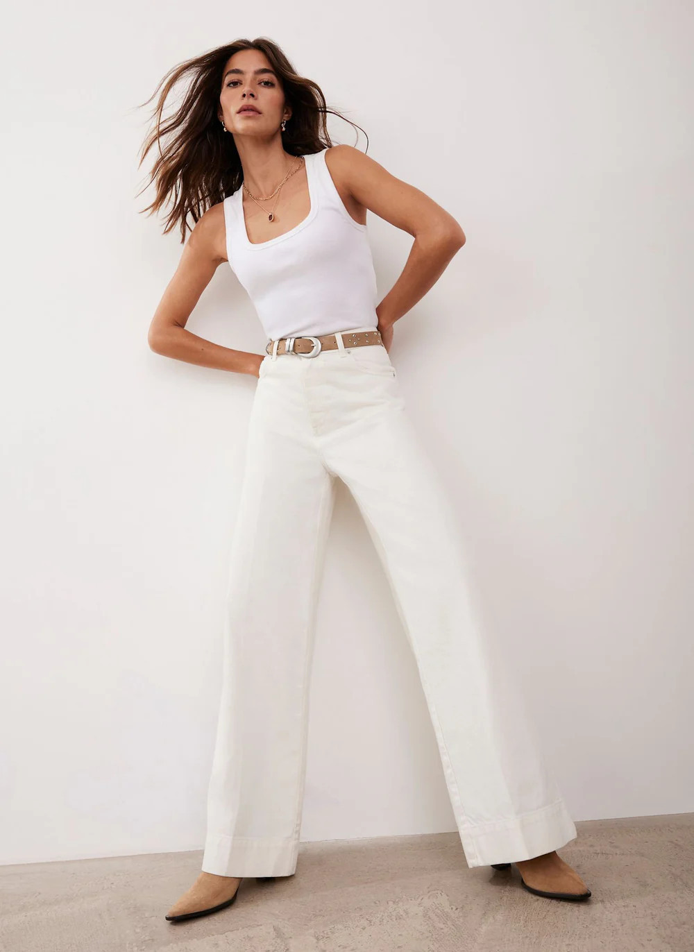 Cream Wide Leg Jeans | Mint Velvet