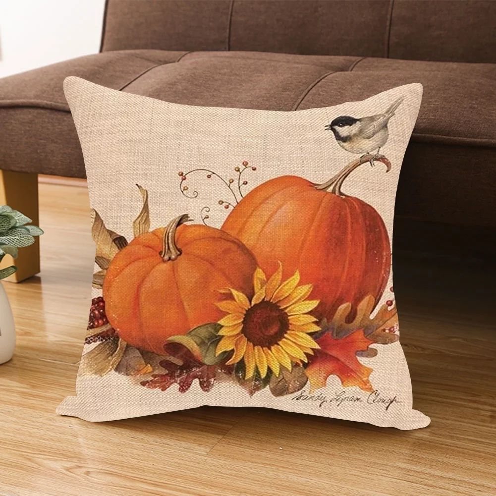 Windfall Fall Pumpkin Decorative Pillow Covers Autumn Farmhouse Cotton Linen Farm Fresh Pumpkin D... | Walmart (US)