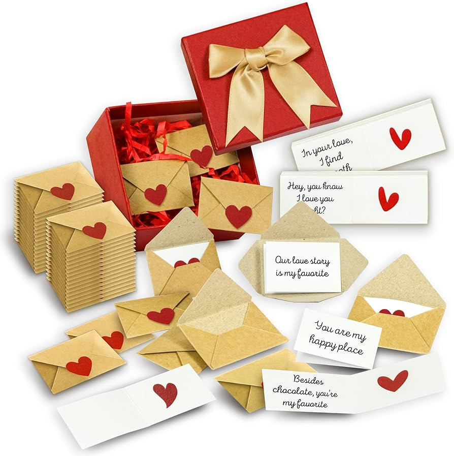 60 Mini Love Notes With Envelopes - Valentines Day Gifts For Him, Her, Boyfriend, Girlfriend - Va... | Amazon (US)