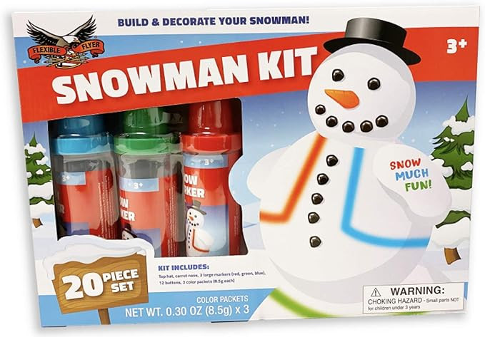 Flexible Flyer Build a Snowman Kit & Snow Art Markers. Kids Winter Toy Decorate Set , Black | Amazon (US)