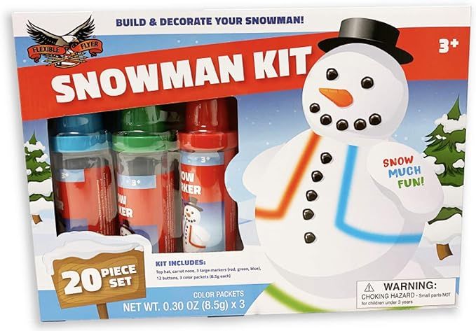 Flexible Flyer Build a Snowman Kit & Snow Art Markers. Kids Winter Toy Decorate Set , Black | Amazon (US)
