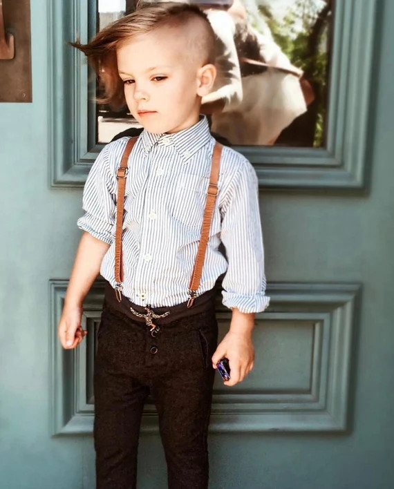 SKINNY Brown Suspenders / Rustic Swag Hipster BROWN Faux | Etsy | Etsy (US)