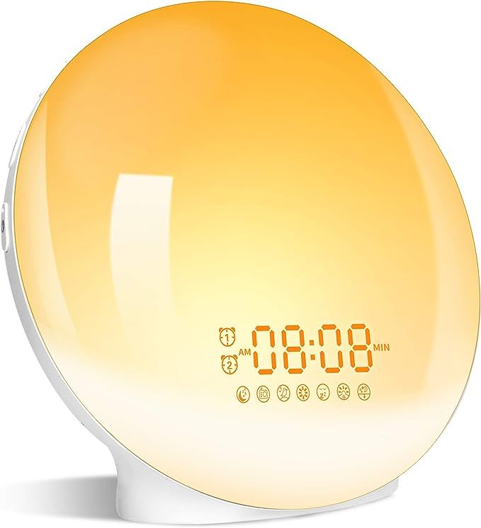 Wake Up Light Sunrise Alarm Clock, LBell Clock Radio, 7 Colored Night Light, Sunrise Simulation &... | Amazon (US)