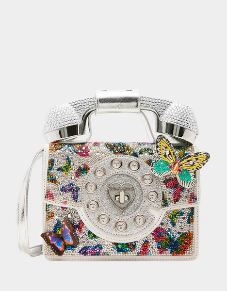 KITSCH BUTTERFLY PHONE BAG SILVER/MULTI | Betsey Johnson